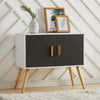 80cm Grey Elegant TV Stand Storage Cabinet Unit w/ Wood Legs 2 Shelves Cupboard