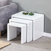 Nest of 3 Coffee Tables White High Gloss Side End Table Set Living Room Grey BLK