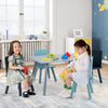 Kids Table and Chairs Set Wooden 5-Piece Toddler Furniture Set W/Building Blocks