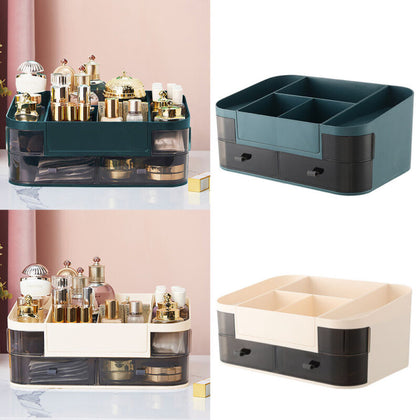 Plastic Makeup Cosmetic Organiser Dressing Table Tidy Storage Box with Drawers