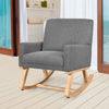 Relax Rocking Chair Fabric Upholstered Single Sofa Armchair w/Solid Wood Legs