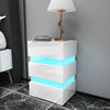 High Gloss 3 Drawers RGB LED Light Bedside Table Nightstand Cabinet Nightstand