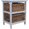 2 WICKER DRAWERS CHEST UNIT BEDSIDE TABLE BATHROOM STORAGE WOODEN BASKET HOME