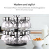 Rotating Revolving Plastic 16 Jar Spice Rack Storage Glass Jars & Chrome Lids