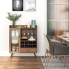 Wooden Storage Cabinet Industrial Buffet Sideboard with Wine Rack & Glass Holder