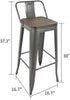 4pcs Metal Bar Stools,30 Inch Grey Modern Kitchen Breakfast Chairs w/Wooden Seat