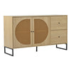Wooden Rattan Sideboard Storage Cabinet Side Cabinet with 2 Doors 2 Drawers ZE