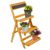 2 or 3 Layer Folding Wooden Flower Garden Plant Pot Shelf Rack Display