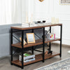 3-Tier Console Table Rustic Wooden Sofa Side Table Hall Desk W/ Storage Shelves