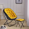 Portable Upholstered Garden Moon Chair Folding Armchair Recliner Sofa With Stool