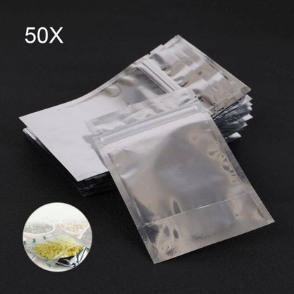50Pcs Mylar Bags Cali Packs Weed Baggies 3.5g 9x14cm Smell Proof & Grip Zip Seal