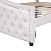 Double Size Bed Frame With Storage Drawers 4ft6 White Faux Leather Headboard