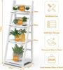 Ladder Shelf Wooden Plant Stand Storage Rack White 4 Tier