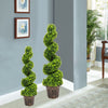 3/4ft Artificial Boxwood Tower Tree Topiary Spiral Twist Plants Outdoor Indoor