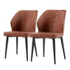 2/4/6pcs Dining Chairs Set Faux Leather Seat Back Metal Legs Kitchen Chair
