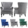 Upholstered Armchair Velvet Fabric Scallop/Button Backrest Lounge Fireside Chair