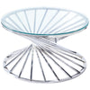 Contemporary Clear Glass Top Coffee Table Stainless Steel Leg Living Room Table