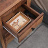 Pair Bedside Tables Tall Rustic Brown 3 Drawers Black Metal Handles Set Of 2Pcs