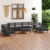 8 Piece Garden Set Black Solid Pinewood J9K8