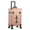 Rose Gold Makeup Trolley Train Case Beauty Cosmetic Vanity Case Box Wheel Drawer