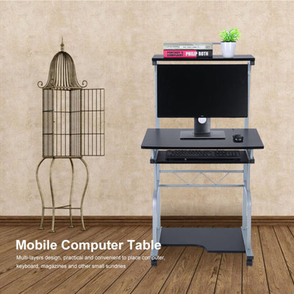 Mobile Wooden Computer Desk Portable Stand Workstation for Laptop Table New