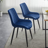 Set of 2 Dining Chairs Velvet Padded Seat Metal Leg Kitchen Chairs Multicolor