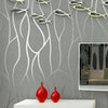 Modern 3D Crescent Wave Stripes Embossed Non-woven Flocking Wallpaper Grey 10M