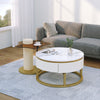 Nesting Coffee Tables Set of 2 Modern Rotatable Side End Tables Living Room QH