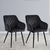 Set of 2 Dining Chairs Velvet Faux Leather Seat Modern Kitchen Chairs
