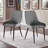 2x Ergonomic Grey Velvet Soft Padded Dining Chairs Set Metal legs Home Chair