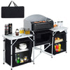 Outdoor BBQ Camping Kitchen Table W/ Windshield Storage Cooking Stove Shelves UK