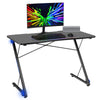 43.5” Ergonomic Gaming Desk Z-Shaped Professional Gamer Workstation LED Lights