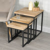 3 Pcs Rustic Urban Square Metal Solid Teak Nesting Coffee Bedside Table Set