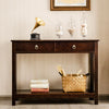 2-Tier Hallway Console Table Wooden Long Sofa Side Table w/ 2 Drawers & Shelves