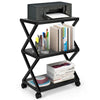 3-tier Rolling Printer Stand X-Shaped Storage Utility Cart Home Office Organizer