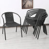Set of 2 4 6 Stackable Rattan Black Strong Outdoor Patio Garden Chairs w/ Arms