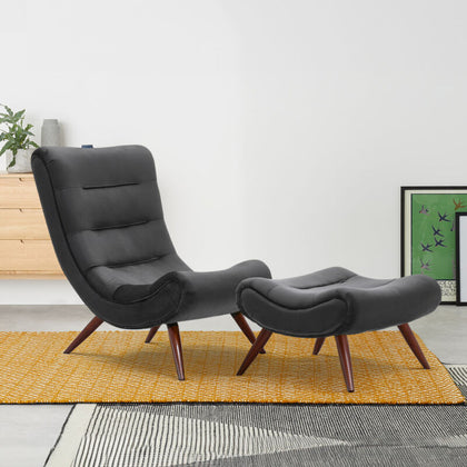 High Back Velvet Armchair Recliner Sofa Sleeping Lounge Chairs with Footstool UK