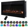 Electric Wall Mounted LED Fireplace 9 Color Wall Inset Into Fire Heater + Remote