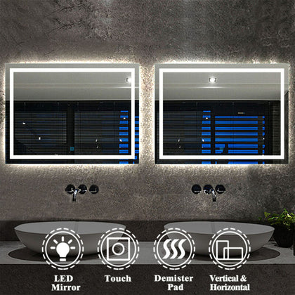Illuminated Bathroom Mirror with LED Lights/Demister/Touch Switch/Light up