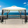 3x3m Steel Gazebo Garden Outdoor 2-tier Roof Marquee Party Tent w/ Storage Shelf