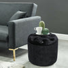 Round Pouffe Stool Seat Diamante Tufted Crushed Velvet Vanity Chair Footstool