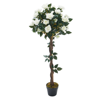 Artificial Faux White Rose Flower Tree Plant in Pot Wedding Garden Home Decor