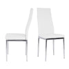 2X White Banquet Dining Chairs Padded Seat Kitchen Chair with Silver Steel Legs