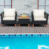 3 Piece Outdoor Rattan Furniture Set Sectional Patio Bistro Sofas & Table Set