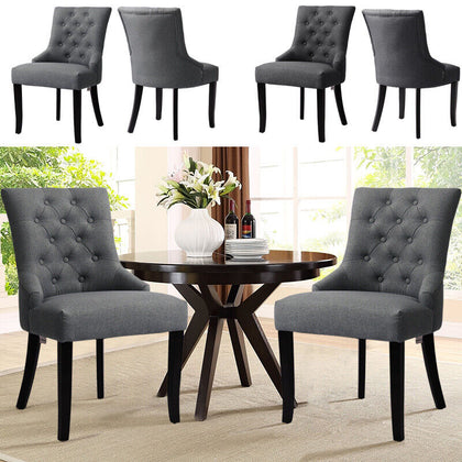 2/4Pcs Dining Room Chair Fabric Solid Wooden Legs Comfortable Dining Side Chairs