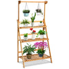 3-Tier Folding Bamboo Hanging Plant Stand Adjustable Flower Pot Display Shelf