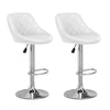 Set of 2 Bar Stools PU Leather Adjustable Height Gas Lift Chrome Base Home Pub
