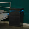 High Gloss LED Bedside Tables Cabinets 3 Drawers Nightstand Bedroom White Black
