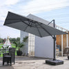 3m Square Cantilever Hanging Garden Parasol Sun Shade Patio Umbrella Cafe Dining