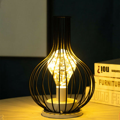 Retro Table Lamp Geometric Wire Industrial LED Light Bulb Bedside Desk Light UK